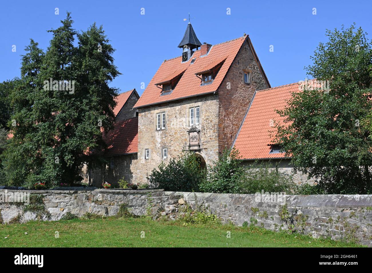 Gatehouse du manoir de Münchhausen à Apelern à l'époque de la Renaissance Weser Banque D'Images