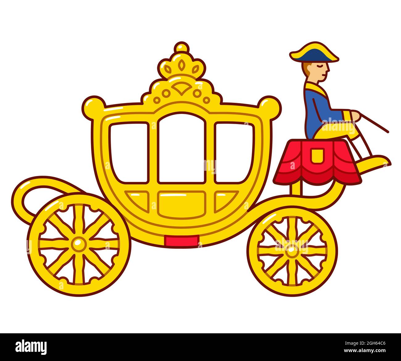 Gouden Koets (entraîneur d'or) chariot de famille royale néerlandais utilisé à Prinsjesdag (Prince Day). Dessin mignon de dessin animé, illustration de clip art vectoriel. Illustration de Vecteur