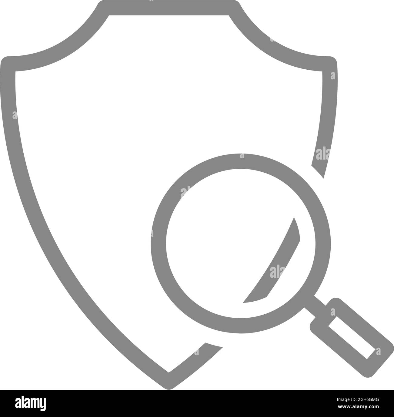 Écran de protection avec icône de ligne de loupe. Protection, signe de sécurité, comparaison, sélection Illustration de Vecteur