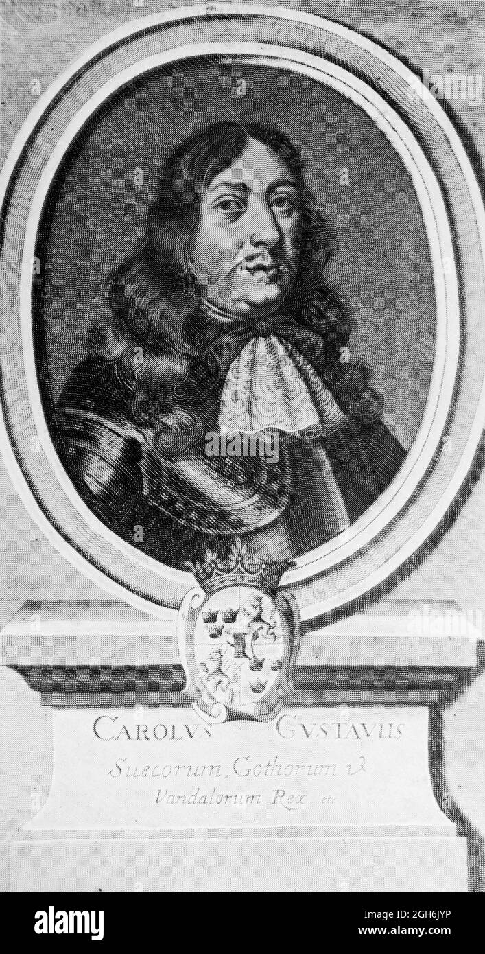 Roi Karl X de Suède (1622 – 1660) et duc de Brême et Verden, gravure historique de 1899, Kiel, Schleswig-Holstein, Allemagne du Nord, Banque D'Images