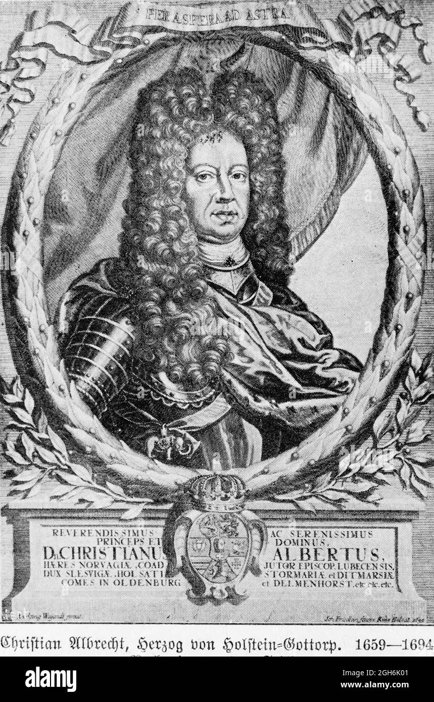 Christian Albrecht Duc de Holstein-Gottorp, évêque de Lübeck, fondateur de l'Université de Kiel (1665), Kiel, Schleswig-Holstein, Allemagne, Banque D'Images