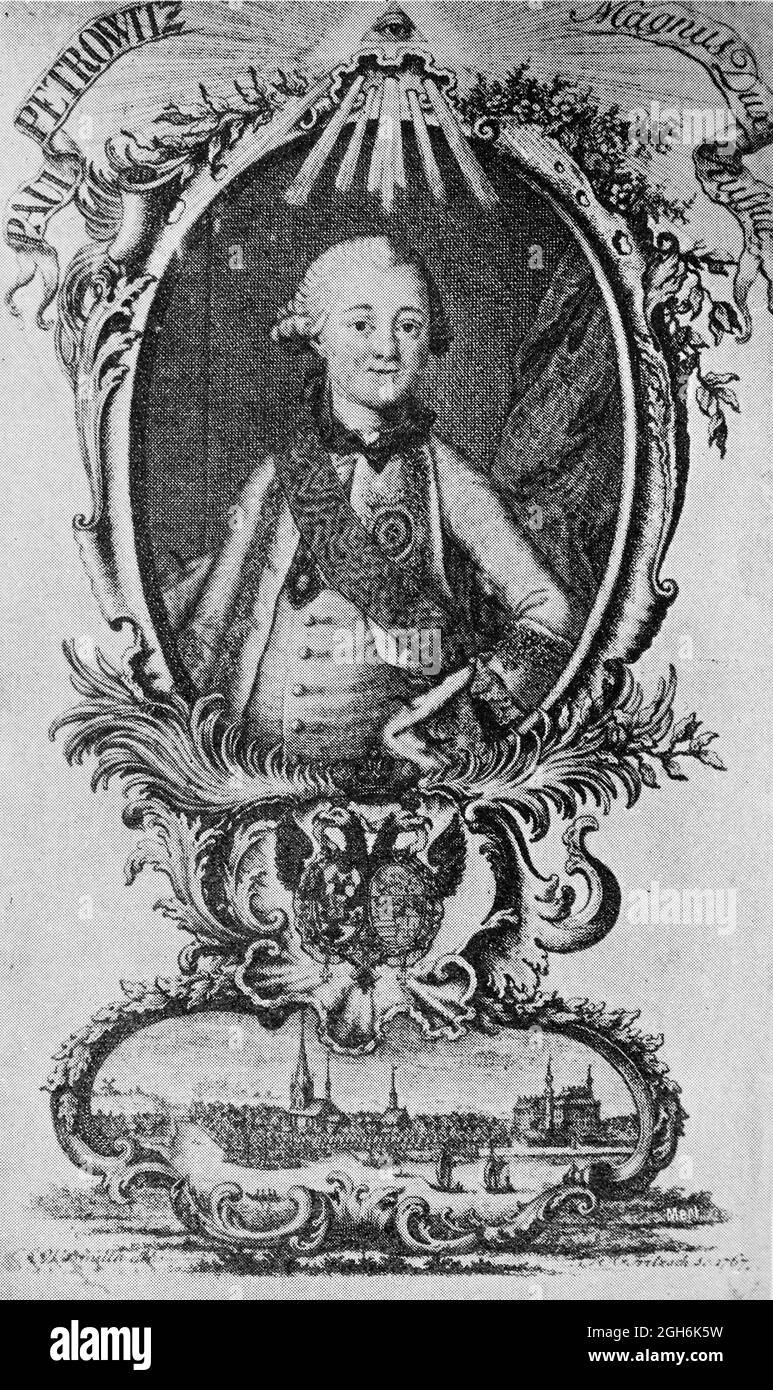 Paul Duc de Holstein-Gottorp et empereur de Riussia, gravure historique de 1899, Kiel, Schleswig-Holstein, Allemagne du Nord, Banque D'Images