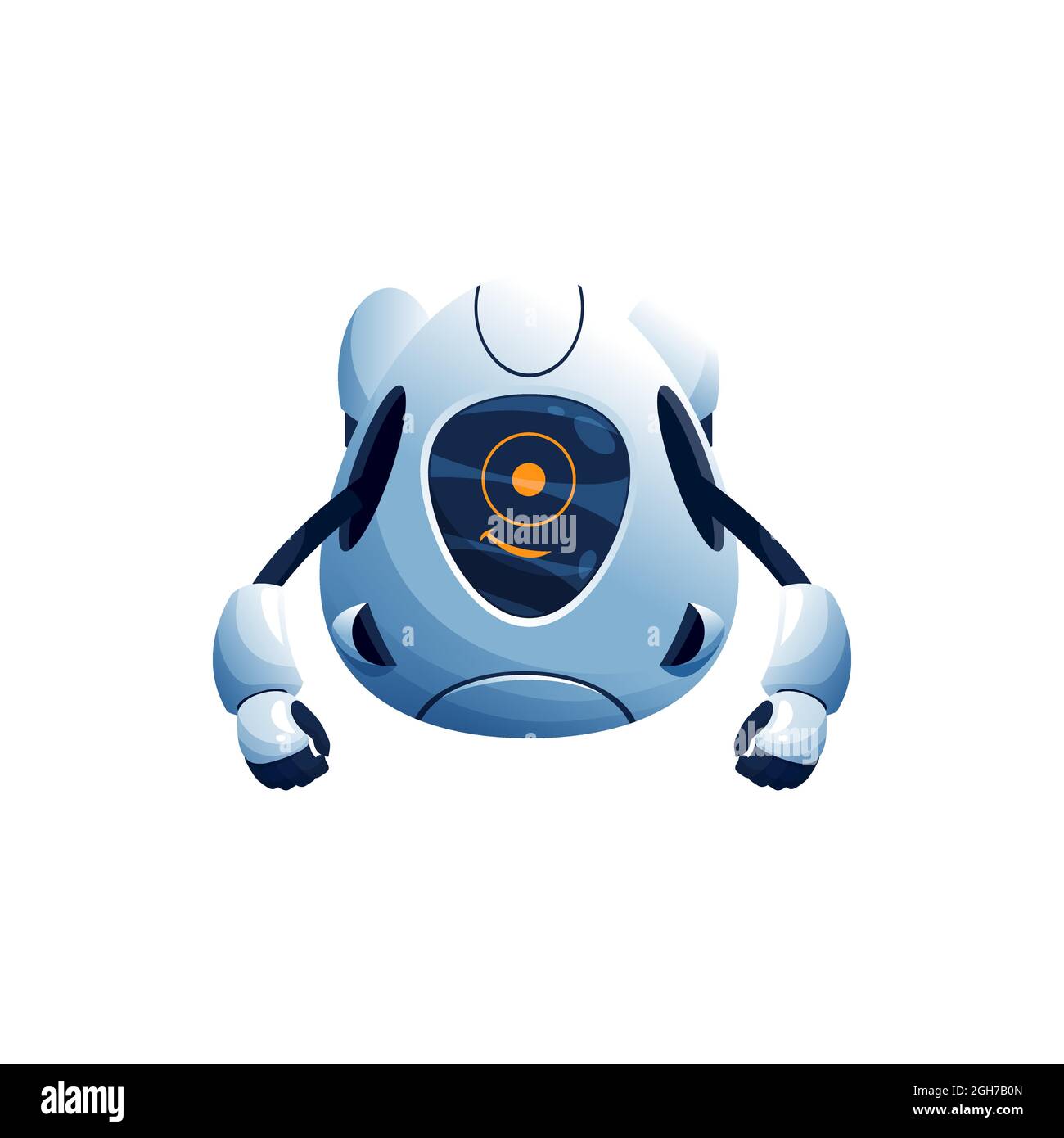Robot électronique humanoïde isolé sans jambes icône réaliste.Vector caractère d'automatisation avec bras flexibles, robot d'intelligence artificielle. Futuriste Illustration de Vecteur