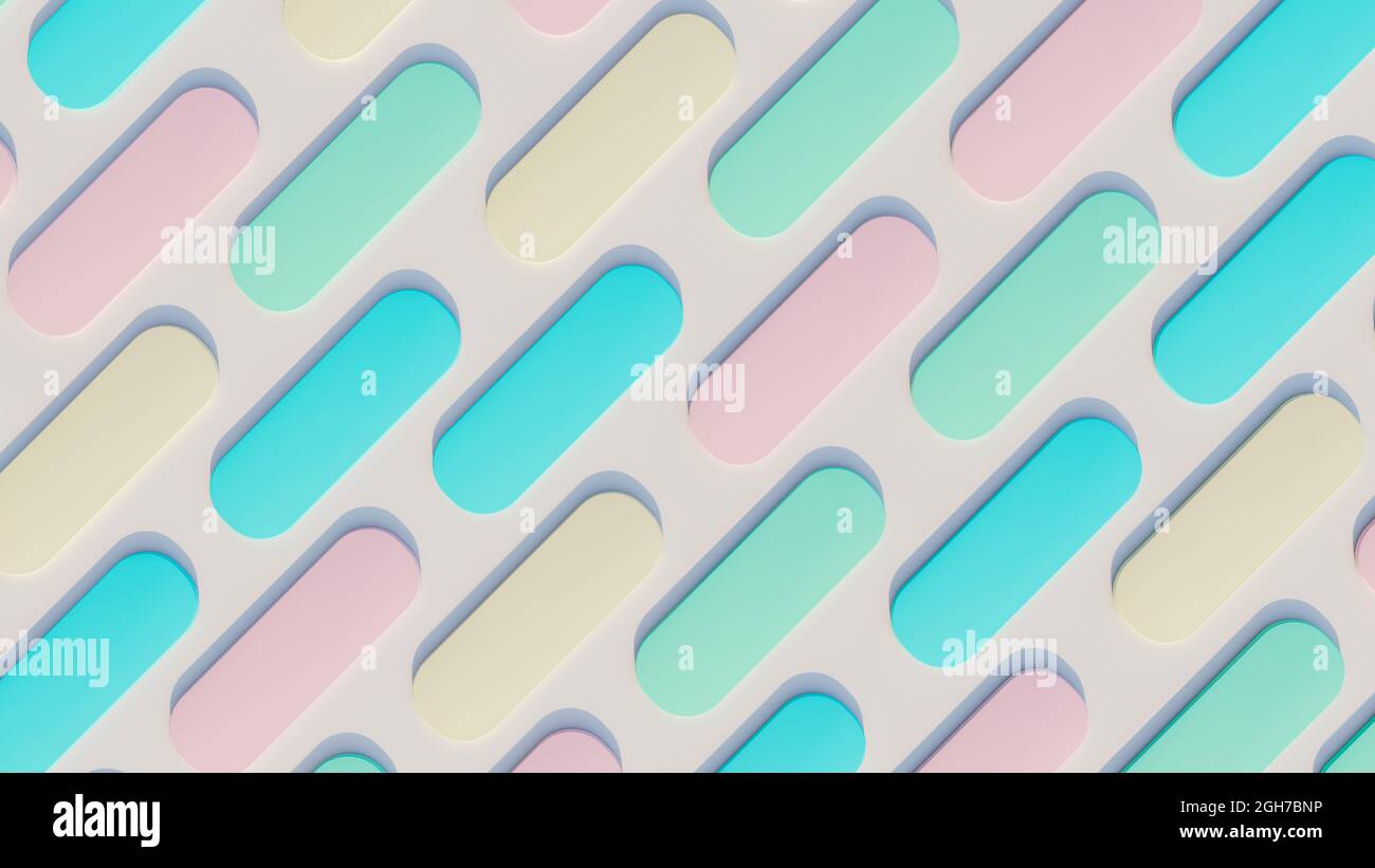 Arrière-plan abstrait de forme géométrique colorée. Illustration du rendu 3D. Banque D'Images