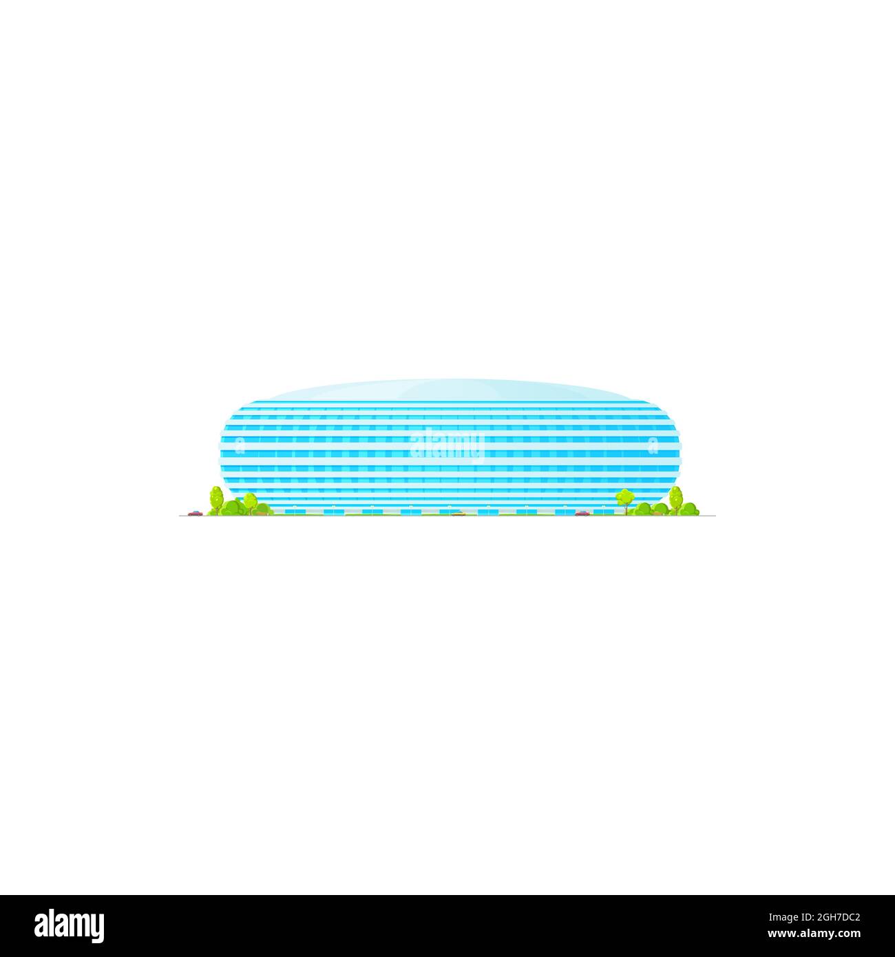 Stade de sport, bâtiment public, icône isolée. Extérieur vectoriel de football, basket-ball, hockey sur glace, stade de football, construction en verre avec toit. FAC Illustration de Vecteur