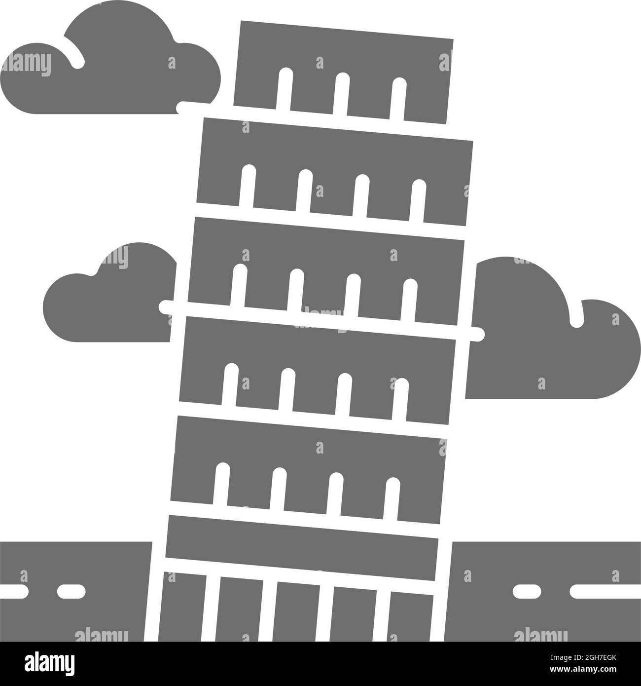 Tour de Pise, Italie, icône grise. Illustration de Vecteur
