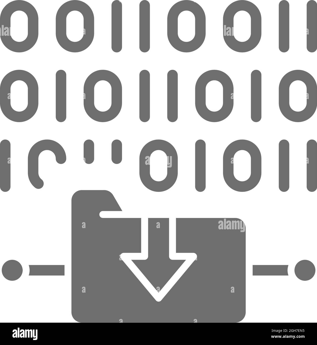 Codage de dossier vectoriel, icône grise de téléchargement de fichier. Illustration de Vecteur
