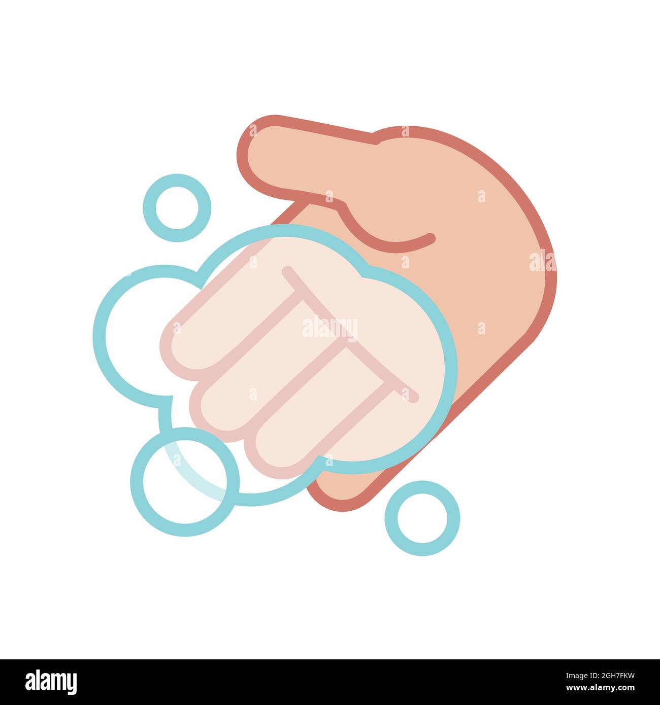 Lavage des mains avec du savon et de la bulle d'eau. Illustration vectorielle plate. Illustration de Vecteur
