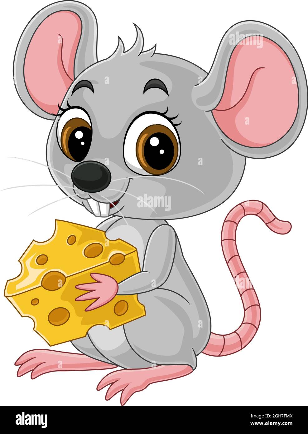 Petite souris de dessin animé tenant un fromage Image Vectorielle Stock -  Alamy