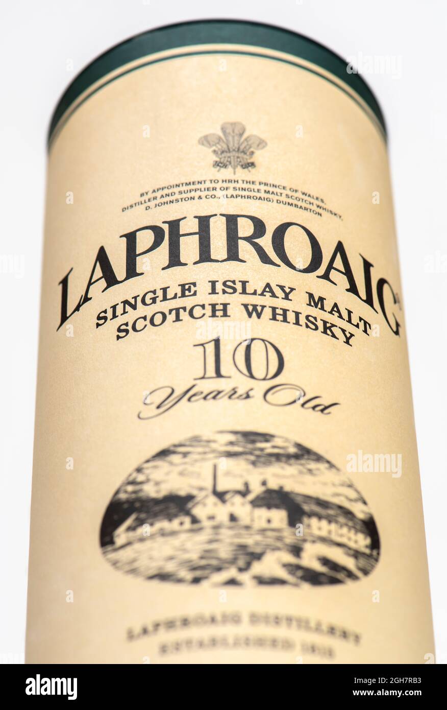 Boîte de whisky single malt Laphroaig Islay Banque D'Images