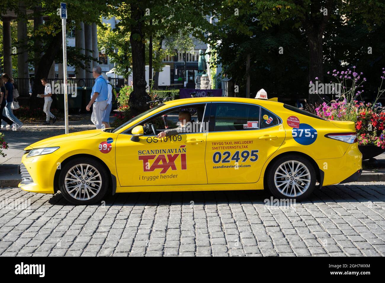 Taxi à Oslo, Norvège Banque D'Images
