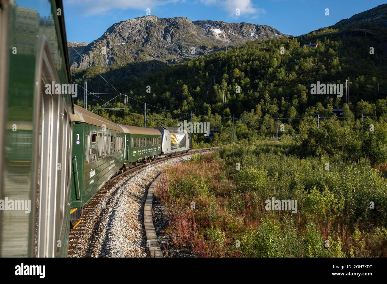 Flamsbana - le train touristique de Flam, Flam, Norvège, Europe Banque D'Images