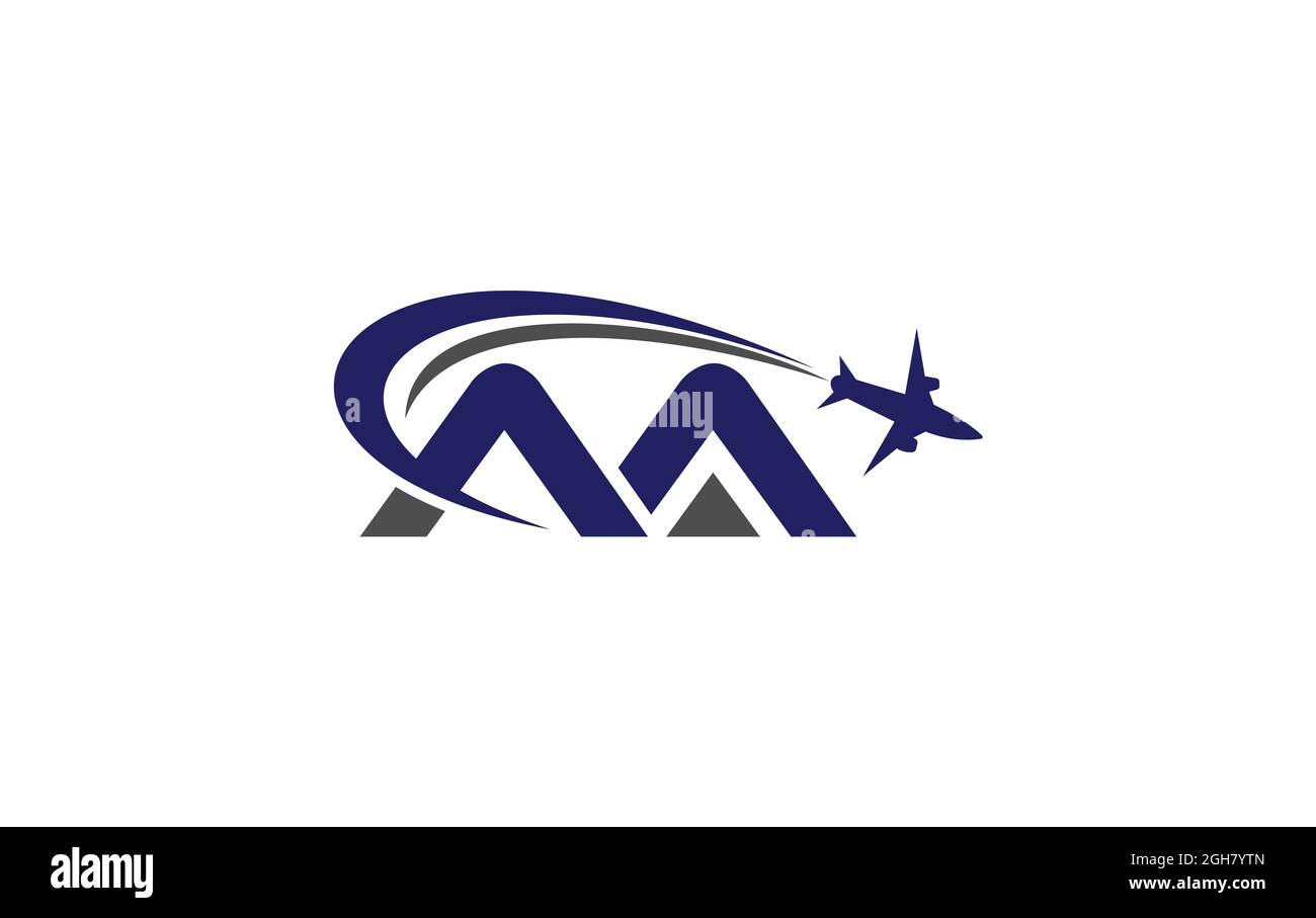 Logo avion simple et moderne pour les compagnies aériennes, les billets d'avion, les agences de voyage avec lettre AA pour la marque et les affaires Banque D'Images