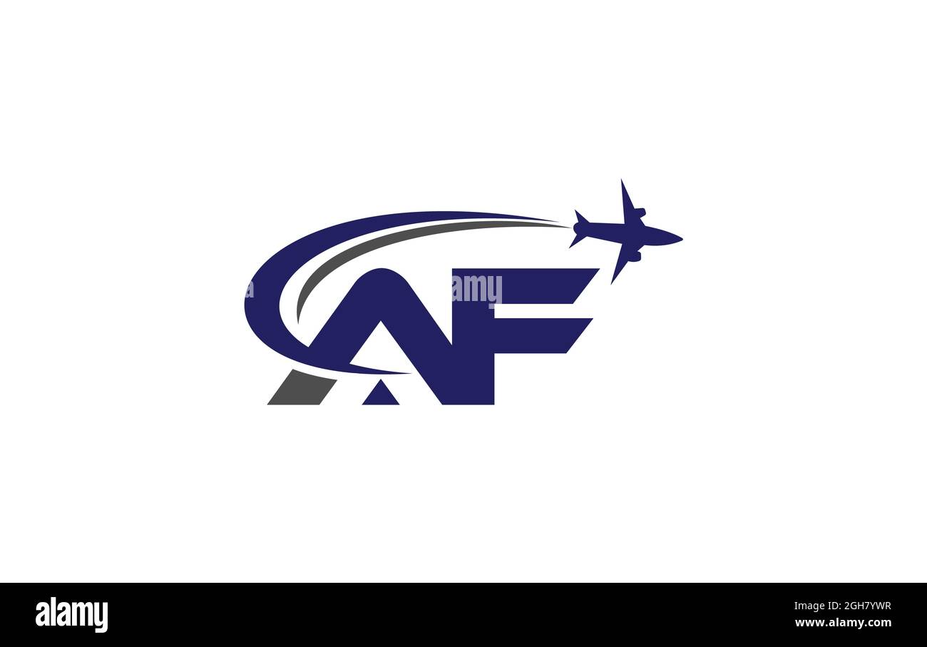 Design simple et moderne du logo avion pour les compagnies aériennes, les billets d'avion, les agences de voyage avec lettre AF pour la marque et les affaires Banque D'Images