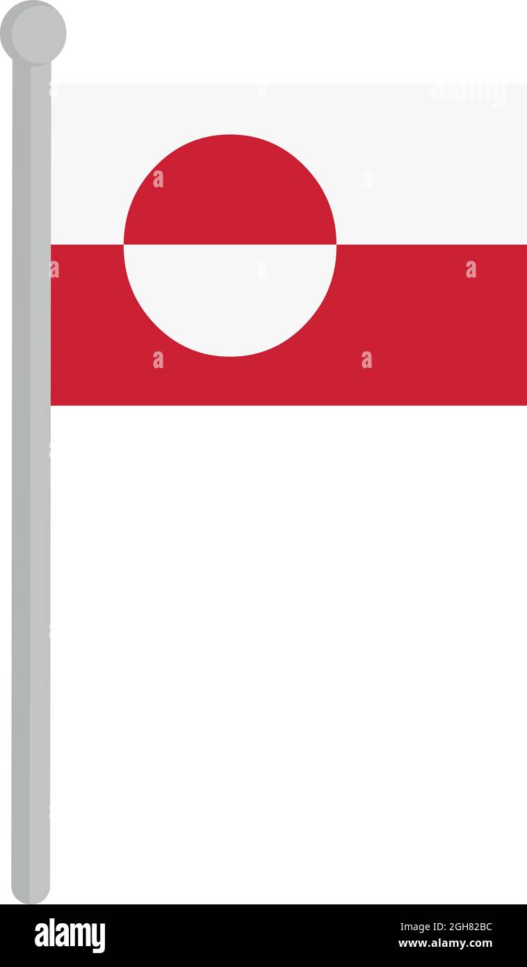 Illustration vectorielle du drapeau du groenland sur la perche Illustration de Vecteur