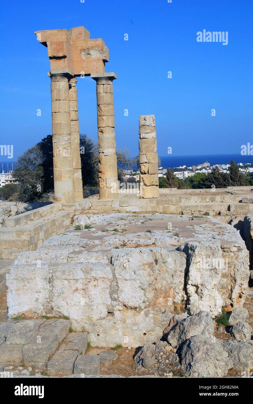 Grèce Rhodes Island la ville bâtiments et la citadelle Banque D'Images