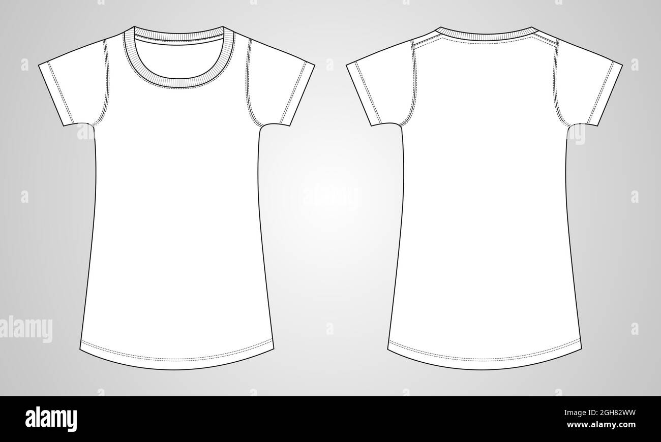 T-shirt à manches courtes modèle de robe pour bébé fille. Mode technique général dessin plat encolure ronde motif vectoriel 2 en 1 Illustration de Vecteur