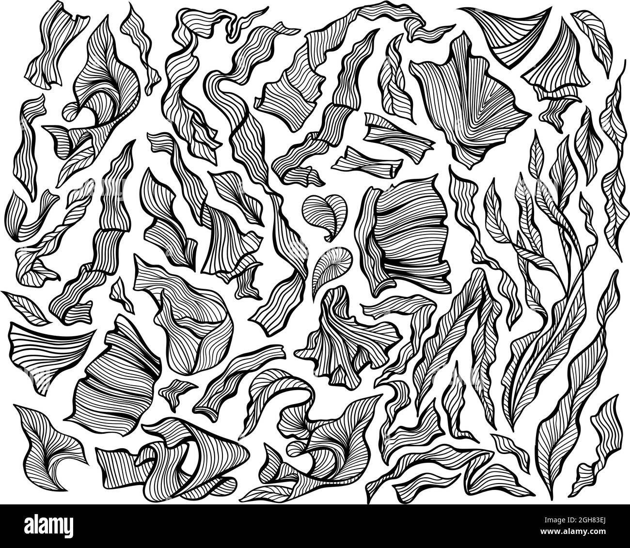 Feuilles art de ligne, motif abstrait de feuilles de fleurissent Illustration de Vecteur