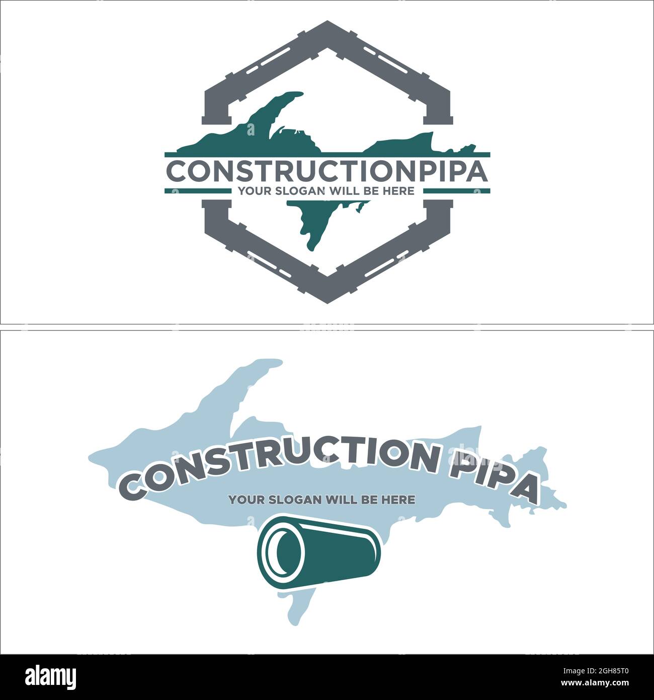 Design du logo de tuyau de l'industrie de la construction Illustration de Vecteur