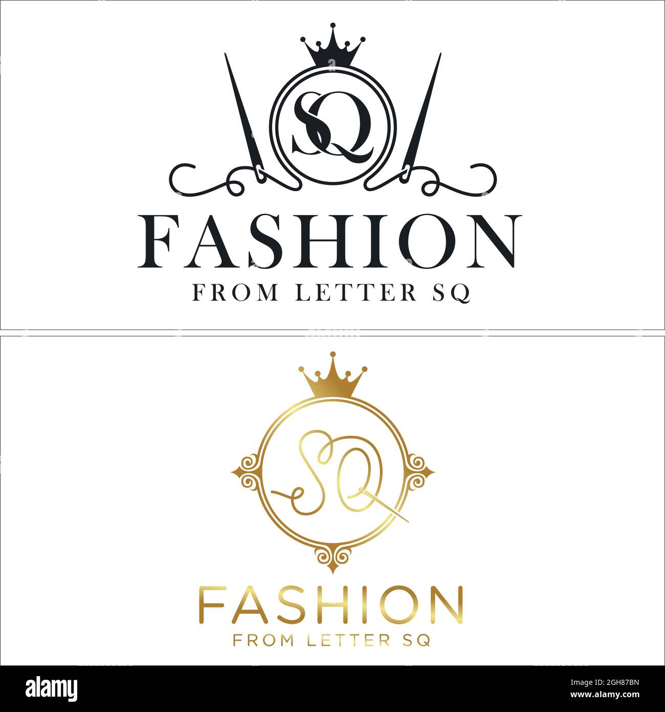 Design classique de luxe avec logo en forme de couronne d'aiguille Illustration de Vecteur