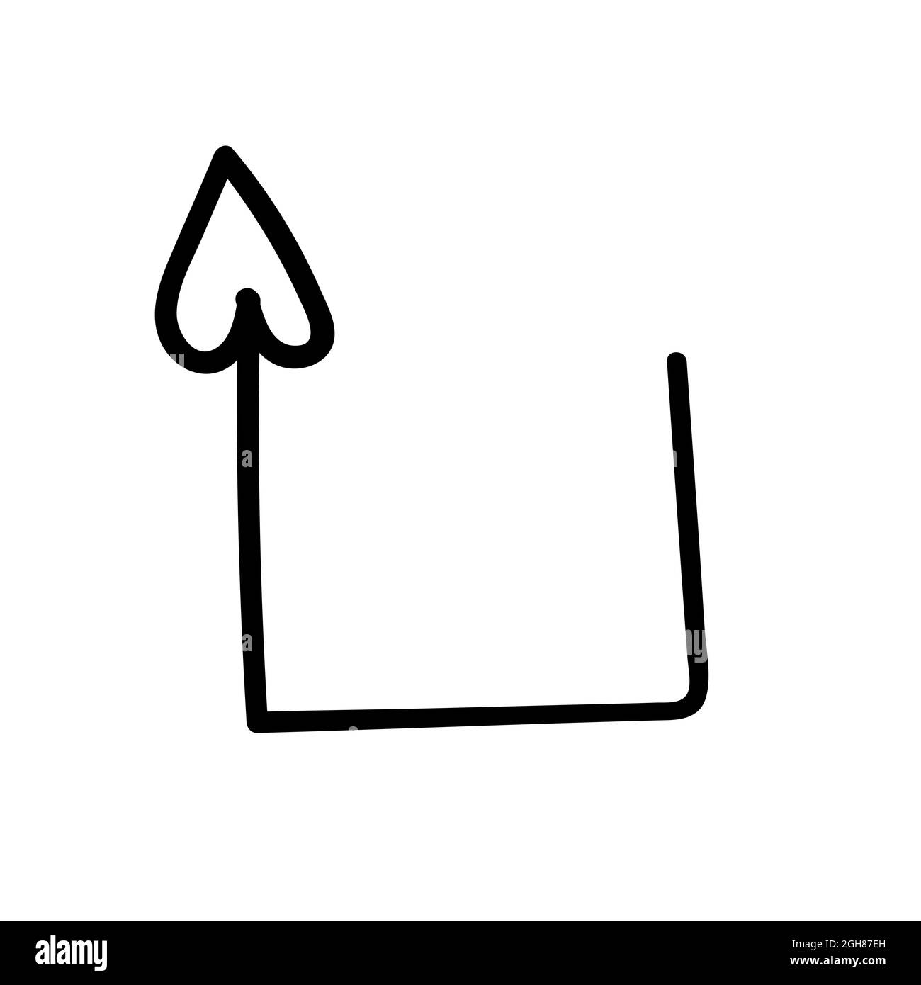 flèche carrée noire avec une flèche à bout de coeur. élément vectoriel doodle. dessin à la main Illustration de Vecteur