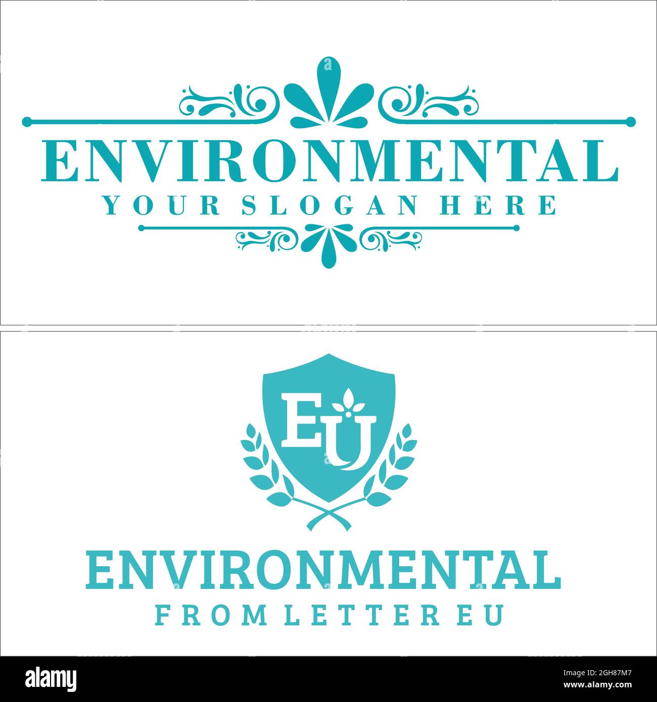 Design du logo de l'écusson décoratif de l'art environnemental Illustration de Vecteur