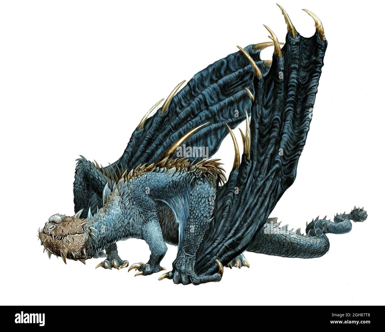 Un dragon gigantesque à un œil. Illustration du livre FANTASY. Banque D'Images