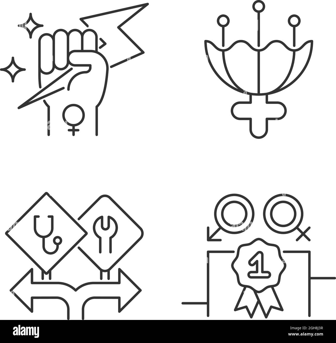 Ensemble d'icônes linéaires d'autonomisation des femmes Illustration de Vecteur