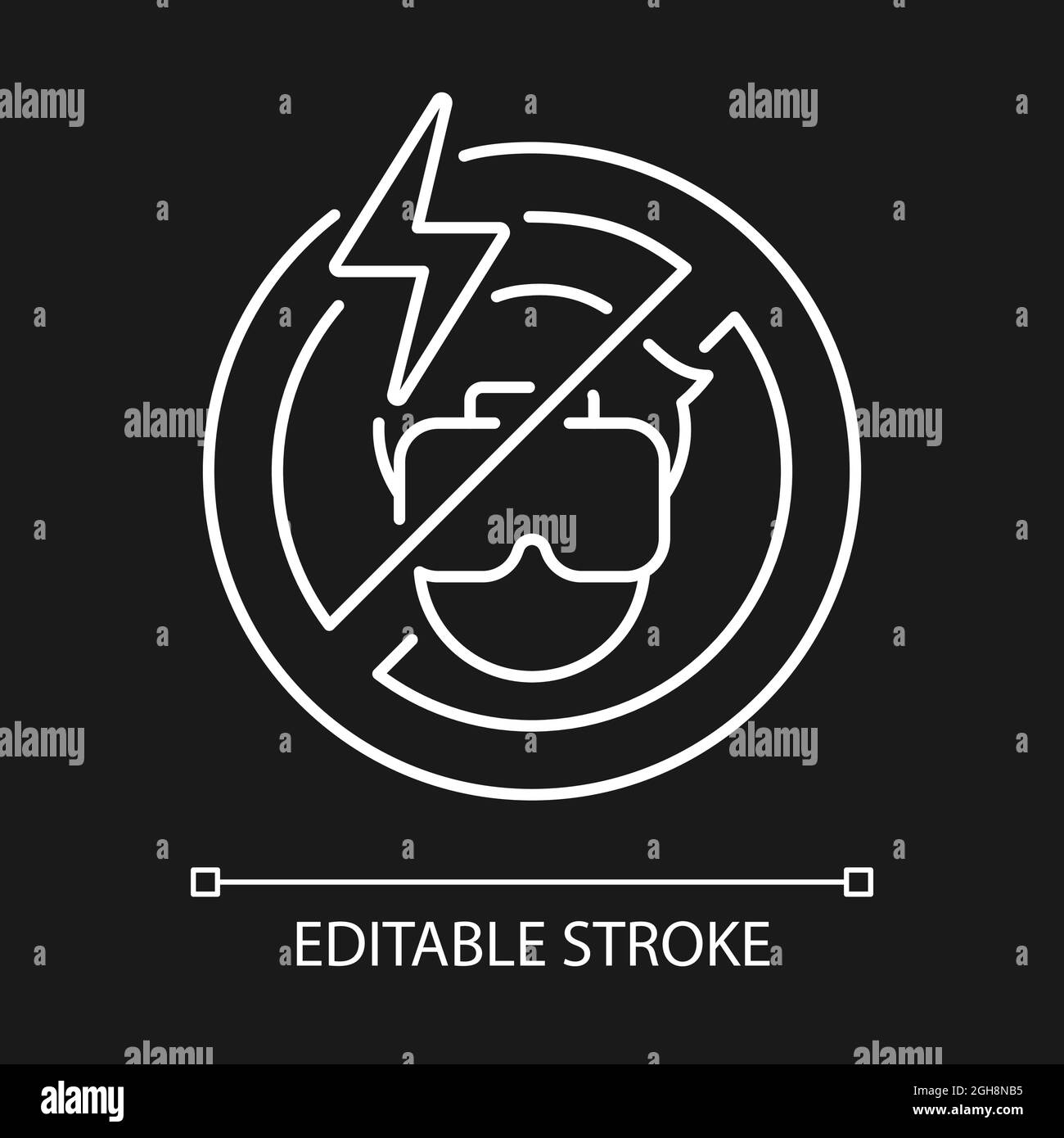 Ne pas utiliser en cas de mal de tête blanc linéaire étiquette manuelle icône pour thème sombre Illustration de Vecteur