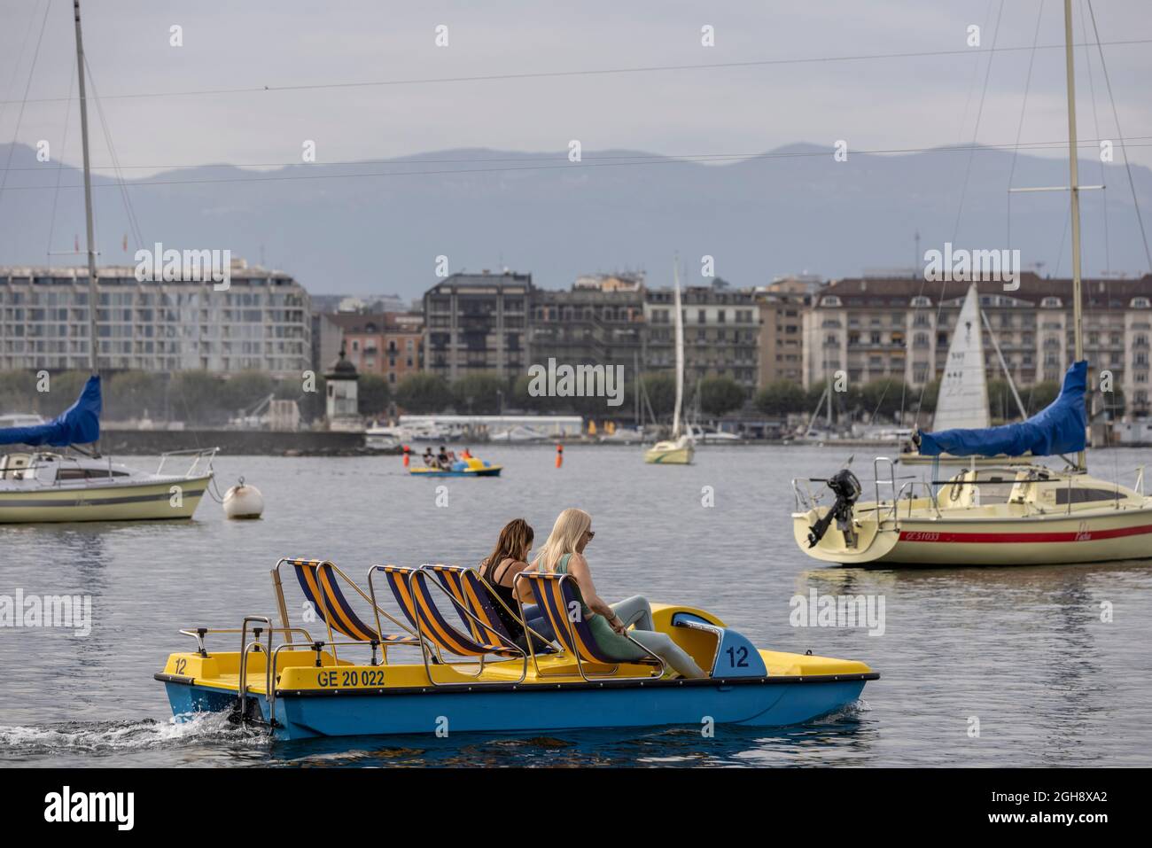 Genève en Suisse, à la pointe sud de l'expansion du lac Léman (lac Léman), Banque D'Images
