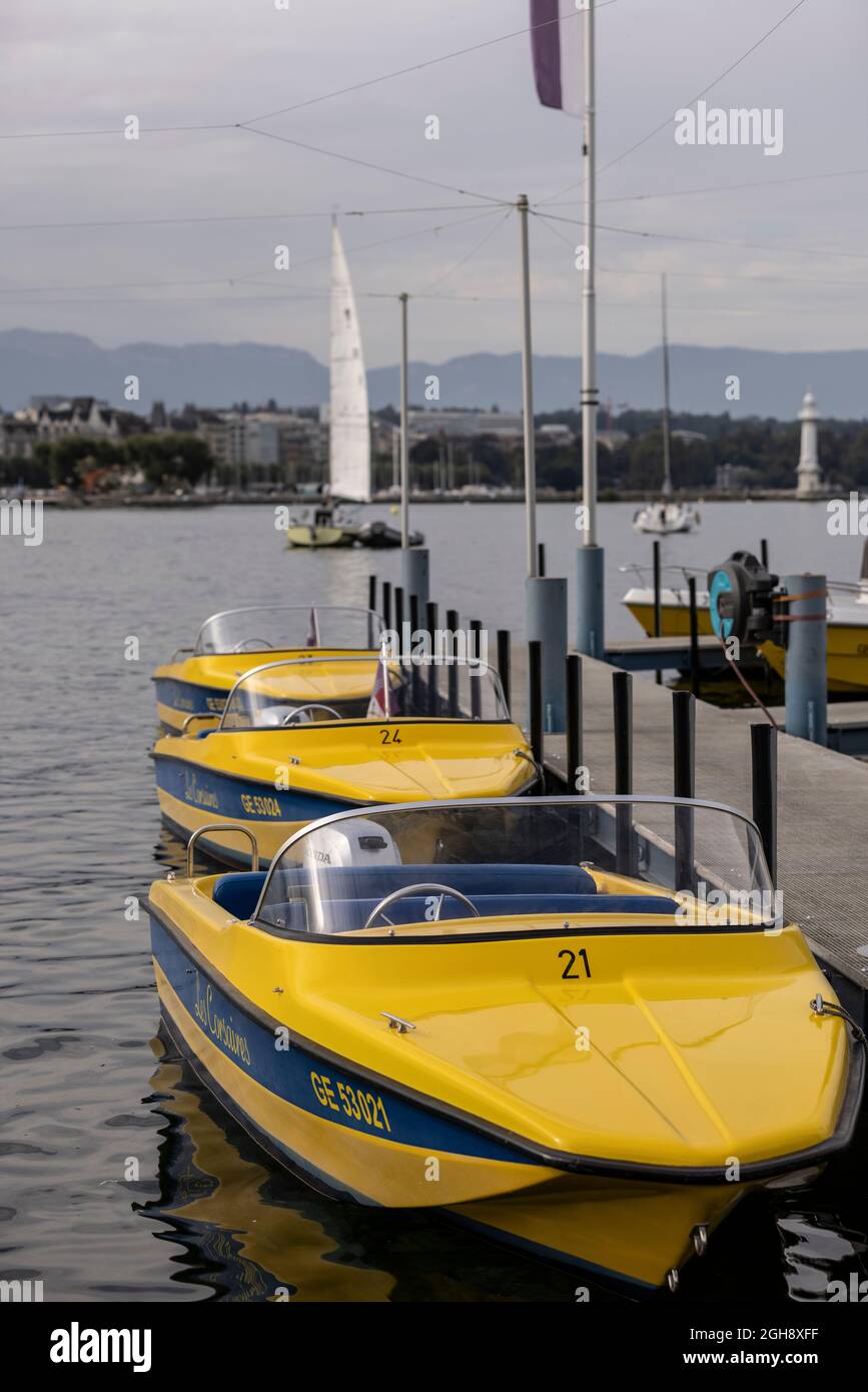 Genève en Suisse, à la pointe sud de l'expansion du lac Léman (lac Léman), Banque D'Images