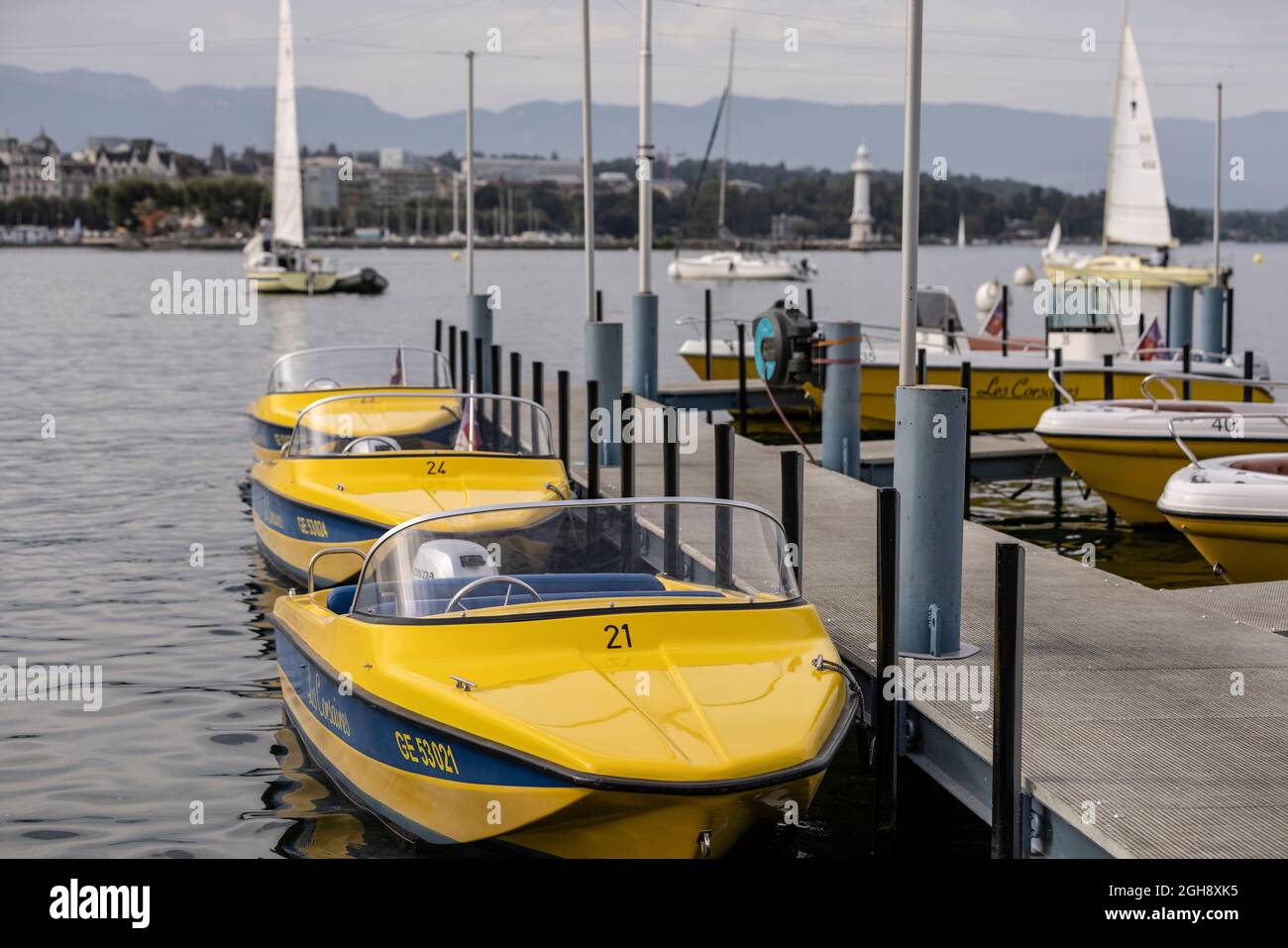 Genève en Suisse, à la pointe sud de l'expansion du lac Léman (lac Léman), Banque D'Images
