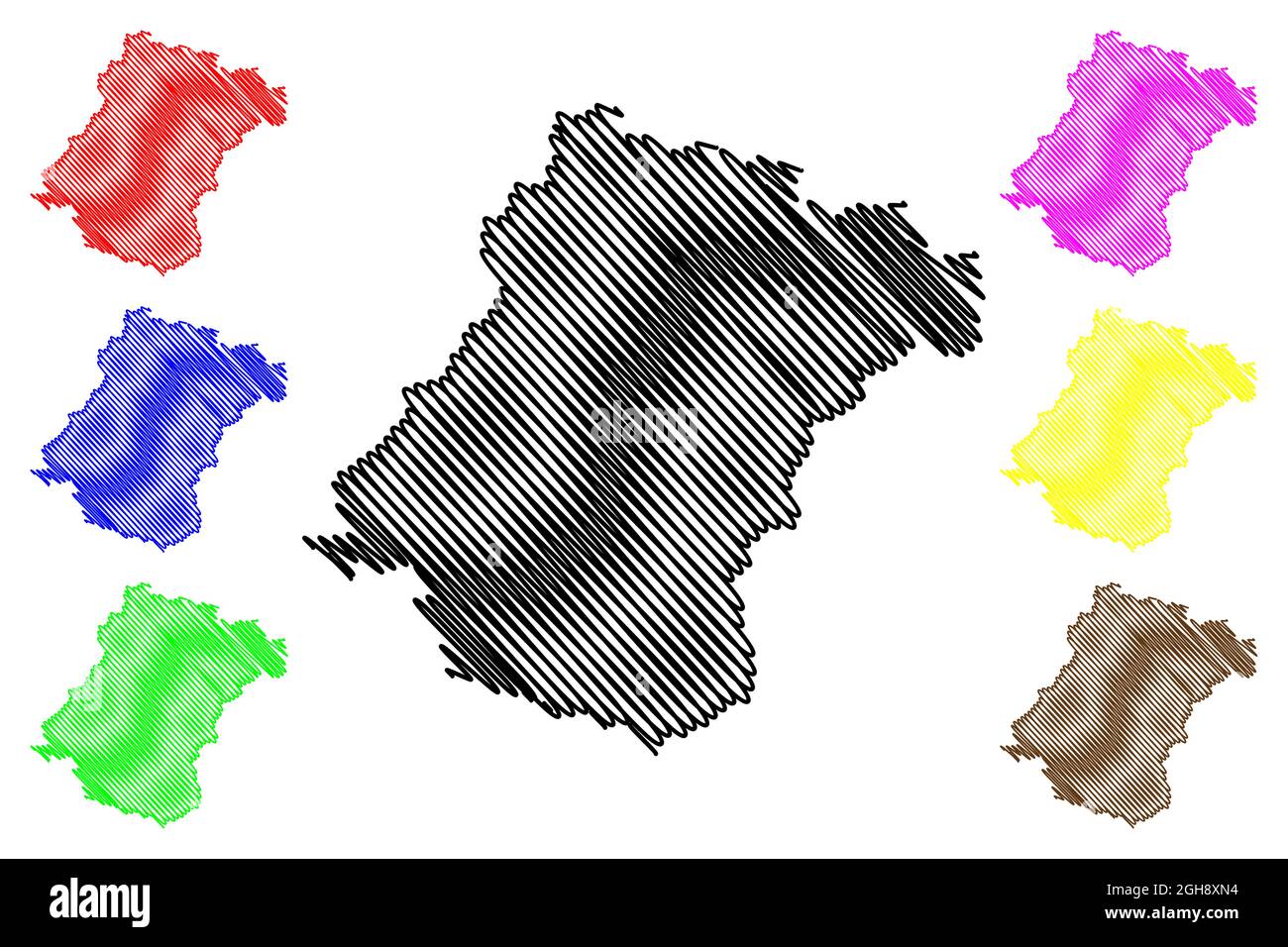 District de Schwalm-Eder (République fédérale d'Allemagne, district rural région de Kassel, État de Hesse, Hesse, Hessia) carte illustration vectorielle, scribble sk Illustration de Vecteur