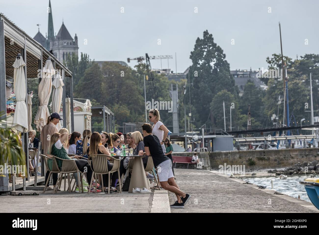 Genève en Suisse, à la pointe sud de l'expansion du lac Léman (lac Léman), Banque D'Images
