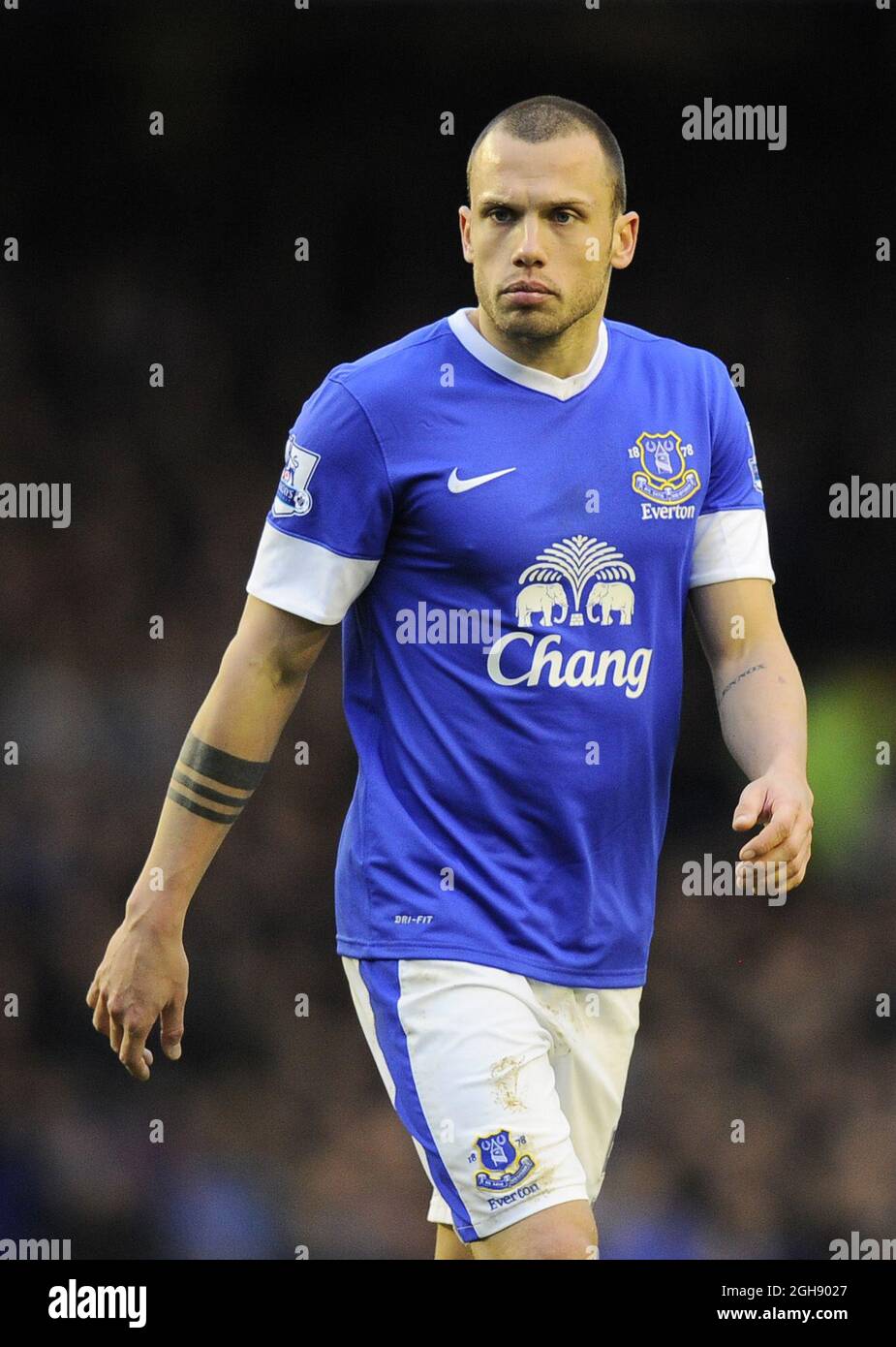 John Heitinga d'Everton lors du match de football de la Barclays Premier League entre Everton et Chelsea au stade Goodison Park à Liverpool, au Royaume-Uni, le 30 décembre 2012. Photo Simon BellisSportimage Banque D'Images