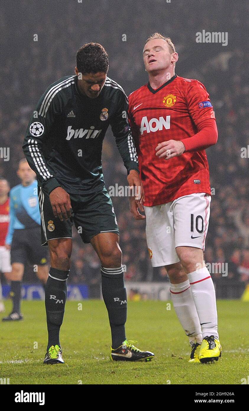 Wayne Rooney, de Manchester United, a été abattu lors de la manche 16 de la Ligue des champions de l'UEFA, match entre Manchester United et Real Madrid au stade Old Trafford de Manchester, au Royaume-Uni, le 5 mars 2013. Banque D'Images