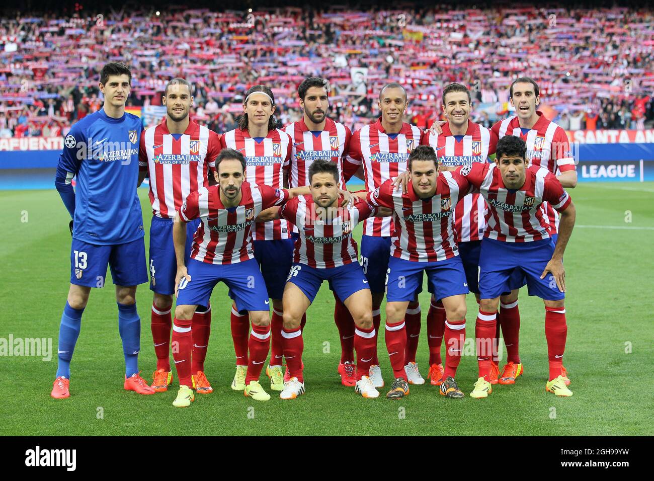 Athletico Madrid lors de la demi-finale de la Ligue des champions de l'UEFA Premier match de football entre l'Atletico Madrid et Chelsea qui s'est tenu au stade Vicente Calderon de Madrid, Espagne, le 22 avril 2014. Photo David Klein Banque D'Images