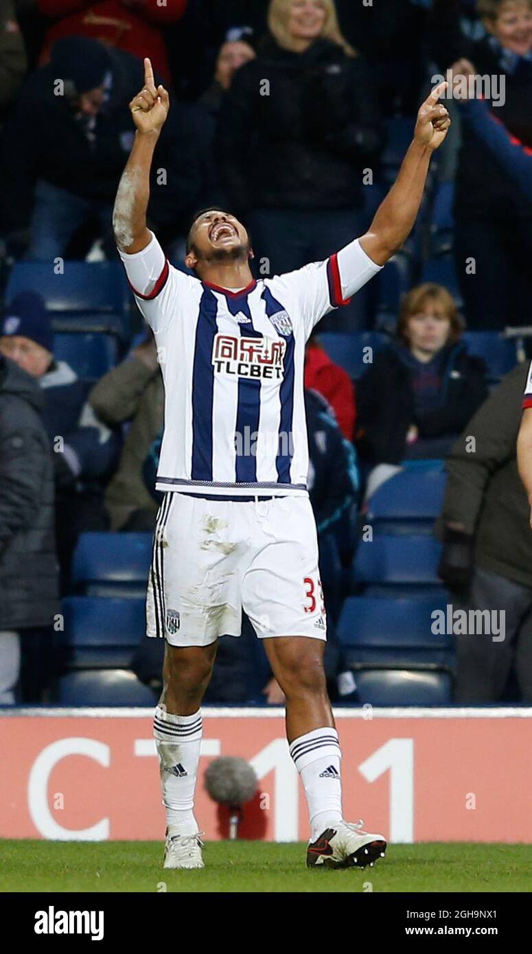 José Salomon Rondon, de West Bromwich Albion, célèbre son but gagnant lors du match de la Barclays Premier League aux Hawthorns. Le crédit photo doit se lire comme suit : Simon Bellis/Sportimage via PA Images Banque D'Images
