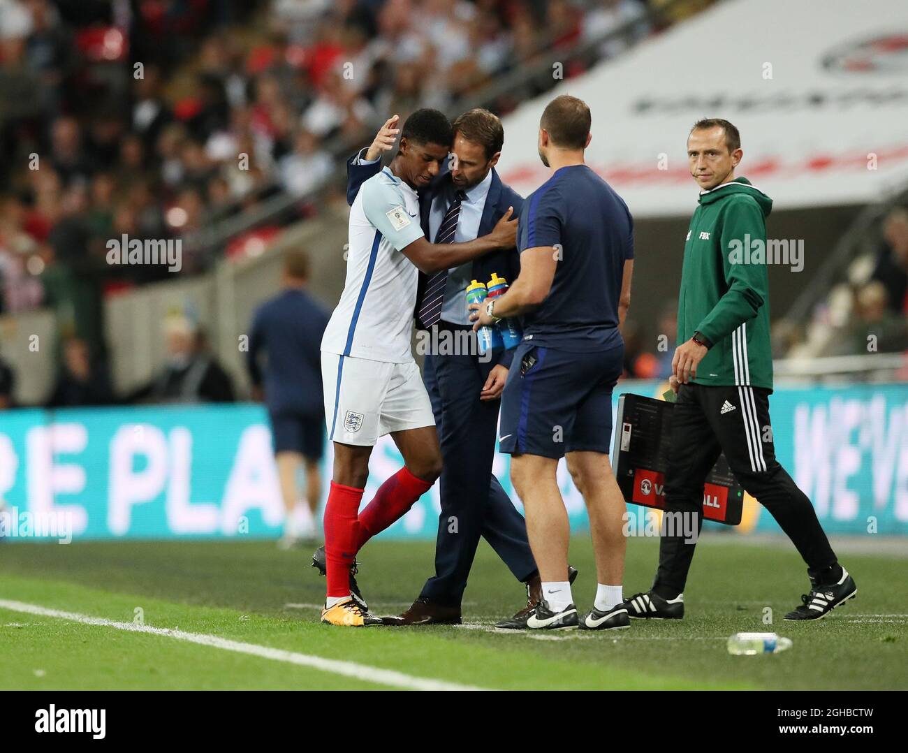 Marcus Rashford en Angleterre avec Gareth Southgate lors du match de qualification de la coupe du monde au stade Wembley, Londres. Photo date 4 septembre 2017. Le crédit photo doit être lu : David Klein/Sportimage via PA Images Banque D'Images