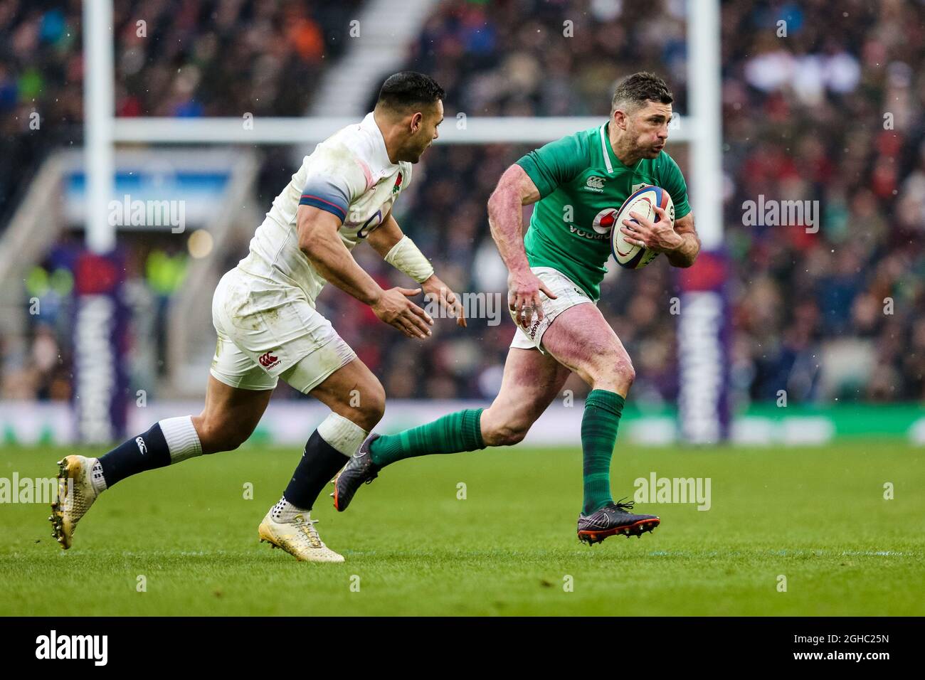 Rob Kearney en Irlande et Ben TeÕo en Angleterre lors du match de championnat des six Nations au stade de Twickenham à Londres. Date de la photo : 24 février 2018. Le crédit photo doit se lire comme suit : Charlie Forgham-Bailey/Sportimage via PA Images Banque D'Images