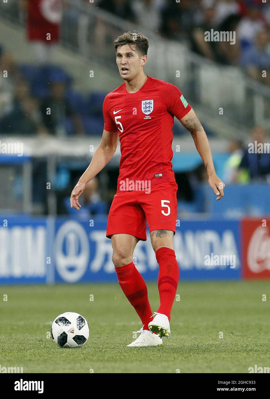 John Stones d'Angleterre en action pendant le match de groupe G de la coupe du monde de la FIFA 2018 à la Volgograd Arena, Volgograd. Photo date 18 juin 2018. Le crédit photo doit être lu : David Klein/Sportimage via PA Images Banque D'Images