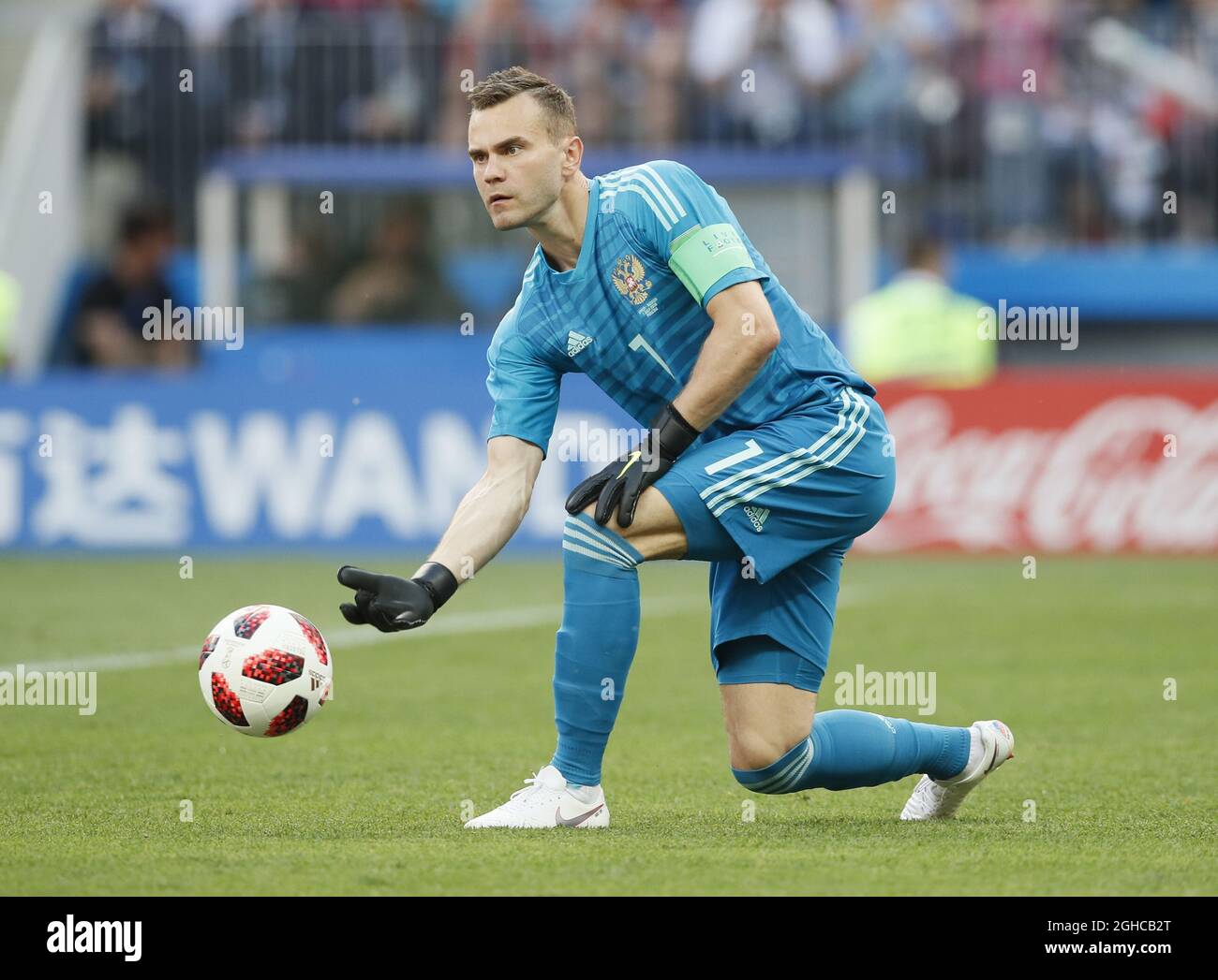 Igor Akinfeev de Russie lors du match de la coupe du monde de la FIFA 2018 Round of 16 au stade Luzhniki, Moscou. Date de la photo 1er juillet 2018. Le crédit photo doit être lu : David Klein/Sportimage via PA Images Banque D'Images