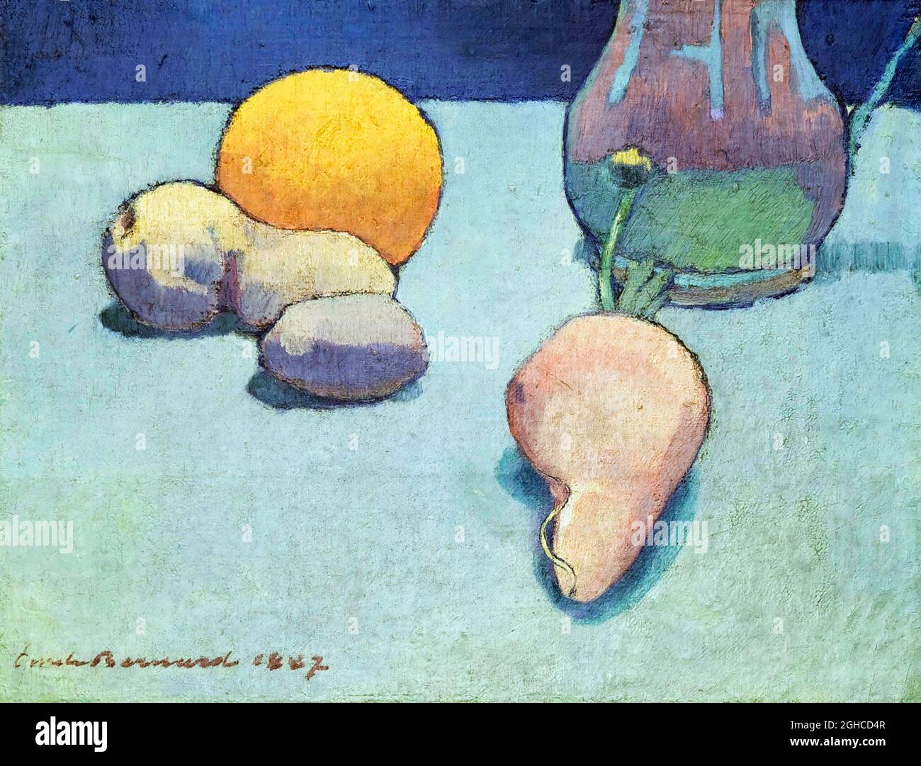 Émile Bernard (1868-1941) 'Still Life with Orange', huile à bord montée sur toile, 1887 Banque D'Images