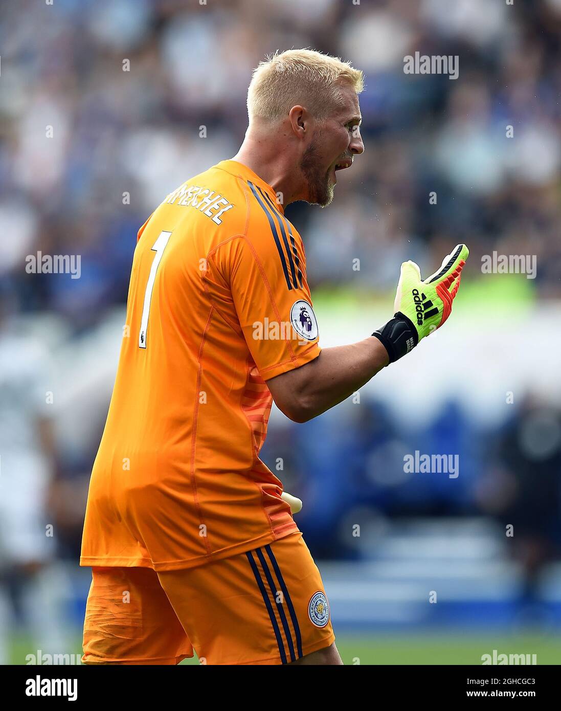 Kasper Schmeichel, gardien de but de Leicester City, lors du match de la Premier League au King Power Stadium de Leicester. Photo date 18 août 2018. Le crédit photo doit être lu : Robin Parker/Sportimage via PA Images Banque D'Images