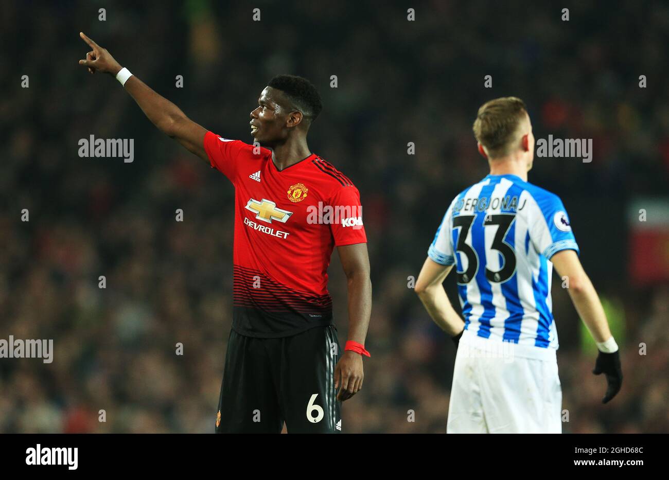 Paul Pogba, de Manchester United, célèbre ses efforts après avoir obtenu le troisième but de son équipe lors du match de la Premier League à Old Trafford, Manchester. Date de la photo : 26 décembre 2018. Le crédit d'image devrait se lire: Matt McNulty/Sportimage via PA Images Banque D'Images