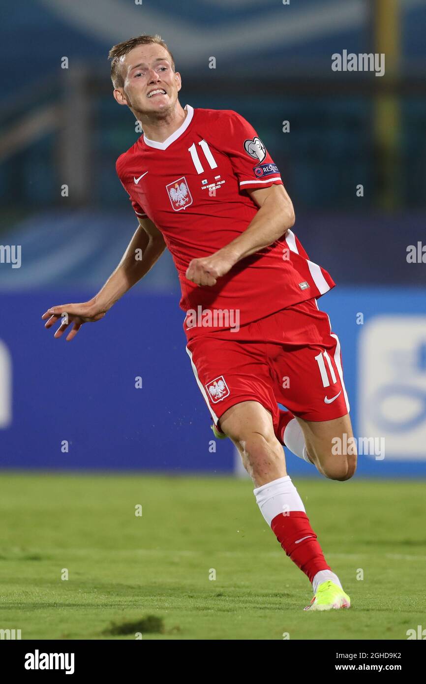 Serravalle, Italie, 5 septembre 2021. Karol Swiderski de Pologne pendant le match de qualification de la coupe du monde de la FIFA au stade de San Marino, Serravalle. Le crédit photo devrait se lire: Jonathan Moscrop / Sportimage Banque D'Images