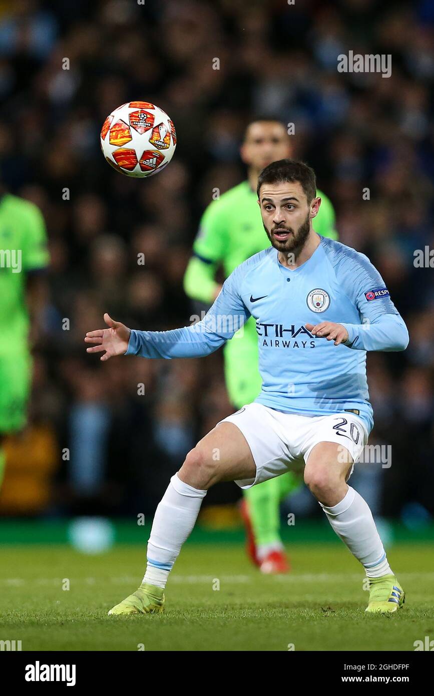 Bernardo Silva de Manchester City lors du match de la Ligue des champions de l'UEFA de 16 au stade Etihad de Manchester. Date de la photo : 12 mars 2019. Le crédit photo doit se lire comme suit : James Wilson/Sportimage via PA Images Banque D'Images