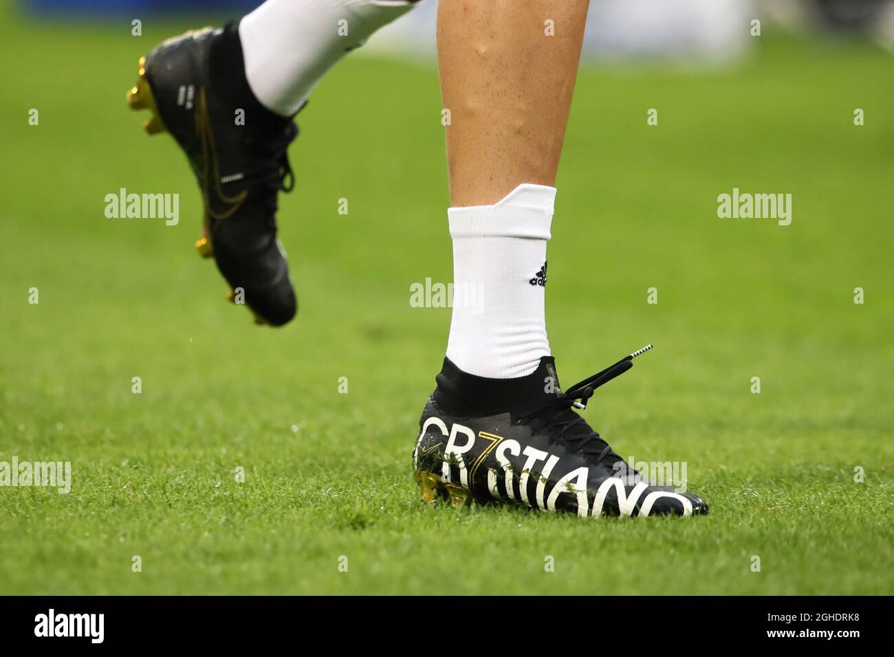 Cristiano Ronaldo des nouvelles chaussures nike de Juventus lors du match  série A à Giuseppe Meazza, Milan. Date de la photo : 27 avril 2019. Le  crédit photo doit être lu :
