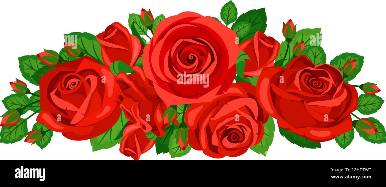 Plan En Titre Florale Roses Rouges Composition de fleurs de bordure de roses rouges pour illustration de ...