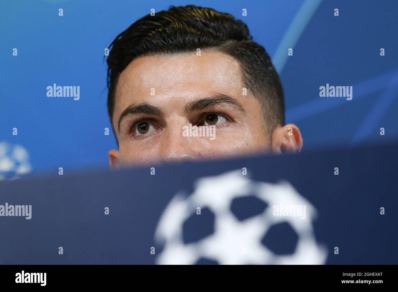 Cristiano Ronaldo de Juventus lors de la conférence de presse au stade Juventus de Turin. Date de la photo : 21 octobre 2019. Le crédit photo doit être lu : Jonathan Moscrop/Sportimage via PA Images Banque D'Images